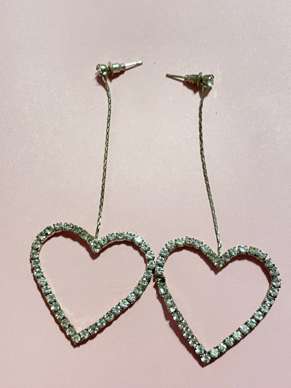 Costume Rhinestone Heart Pierced Earrings #9305